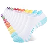 Comfoex 12 pares de calcetines deportivos de malla atlética de algodón para niñas de 4 a 6 a 8 a 10 años, 7- 10 años