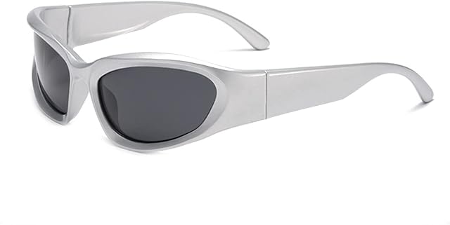 SHEEN KELLY 'Vintage Wrap Around Sunglasses For Man Black Polarized Sports Eyeglasses Silver Mirrored Outdoor Rider Glasses'