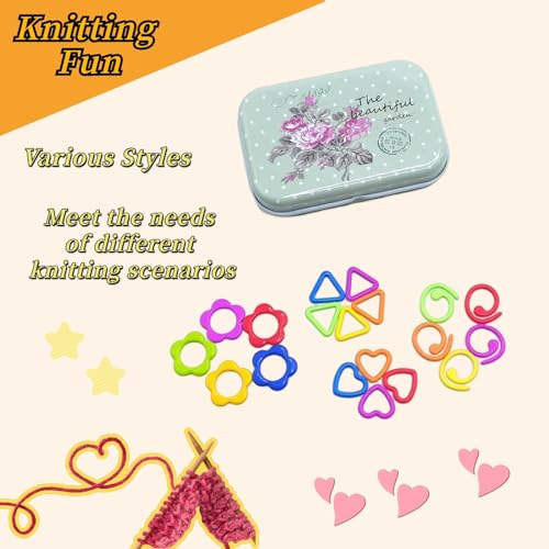 Image of Wonafa 80 Pcs Metal Stitch Markers,4 Styles Colorful Crochet Stitch Markers with Storage Box for Crocheting Clothing Tag DIY Craft Project (Mix 4 Color-80Pcs)