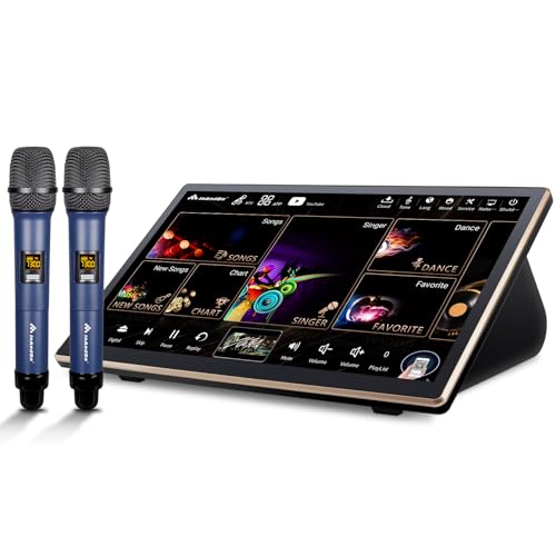 2025 InAndOn Chinese Karaoke System with Wireless Microphone, 18.5 inch Capacitive Touch Screen, 650K Cloud Song Library, YouTube Online Play, 4T