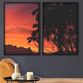 signwin 2 Piece Framed Canvas Wall Art Palm...