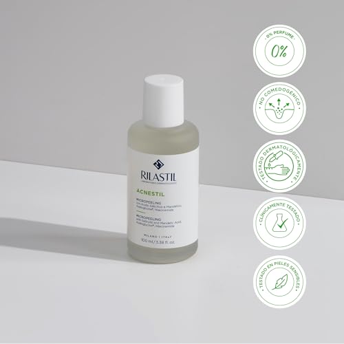 Miniatura 5 de Rilastil - Acnestil Micropeeling, Exfoliante Facial Y Corporal Con Ácido Salicílico, Niacinamida, Mejora La Textura, Combate El Acné Y Marcas, Deja La Piel Suave Y Uniforme - 100 Ml
