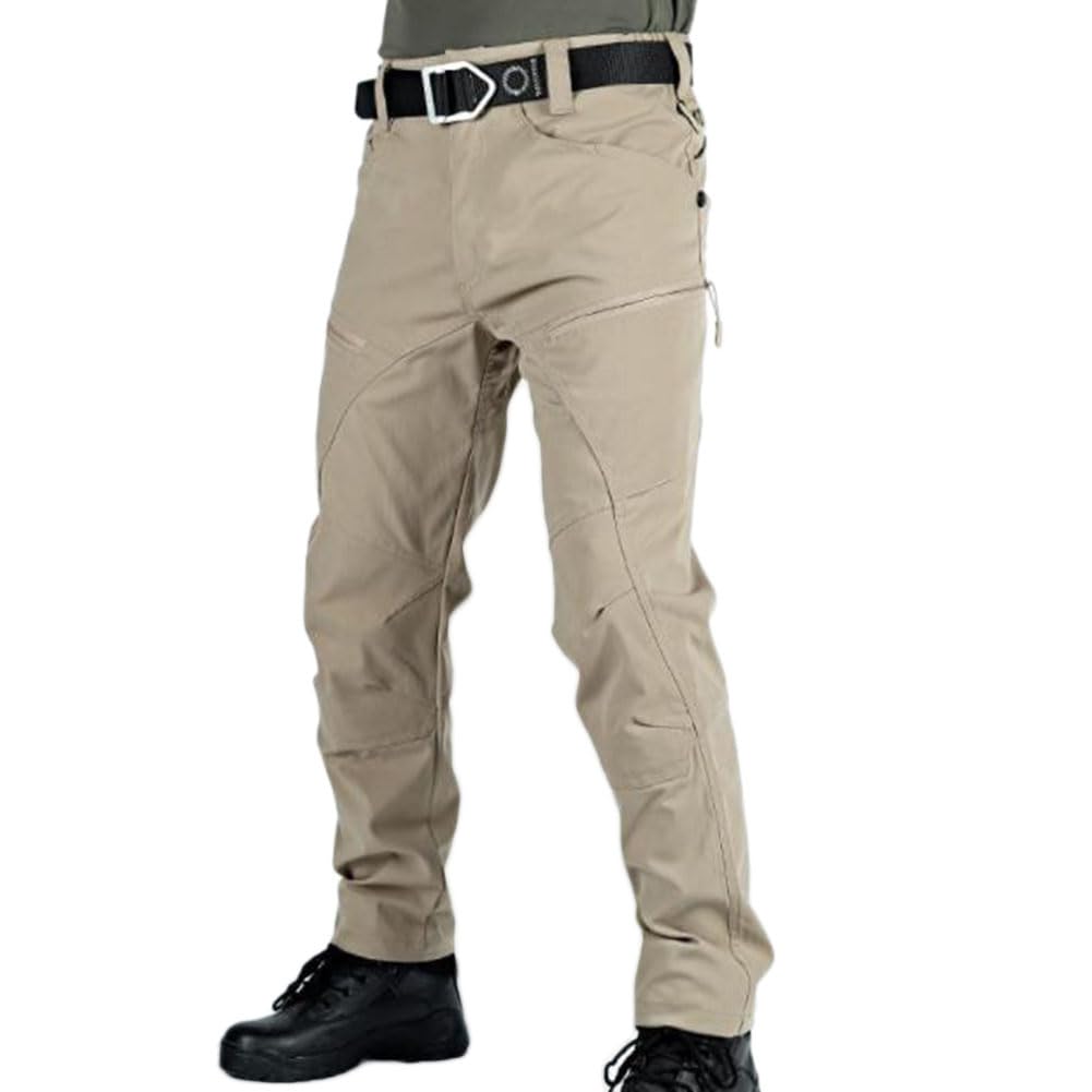 Pantalones Trekking Hombre Impermeable Pantalones de Trabajo Montaña Alpinismo Senderismo Táctico Pantalón Cargo Casuales con Multibolsillos(Sin cinturón)