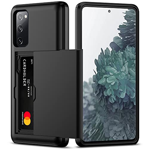 Nvollnoe for Samsung Galaxy S20 FE Case with Card Holder Black
