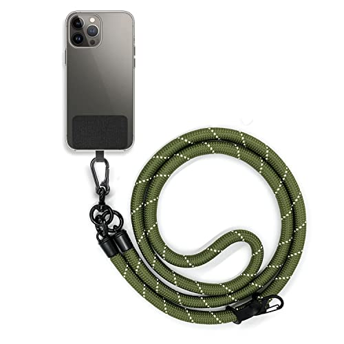 [ALUBES] スマホストラップ ショルダー 10mm ネックストラップ 携帯用 挟むだけ 首掛け 肩掛け 斜めがけ 落下防止 編み込み 丈夫 長さ調整可能 人気