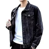 Maiyifu-GJ Men's Ripped Distressed Slim Fit Denim Jacket Fashion Vintage Biker Jean Jackets Cotton Lightweight Trucker Coat (Black-9,Medium)