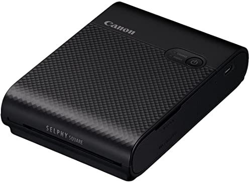 Canon SELPHY Square QX10 Portable Photo Printer, Wi-Fi Connectivity, USB Charging, Dye Sublimation Printing, 100 Year Print Life, Square Photo Paper, SELPHY Photo Layout App INTL Model (Black)