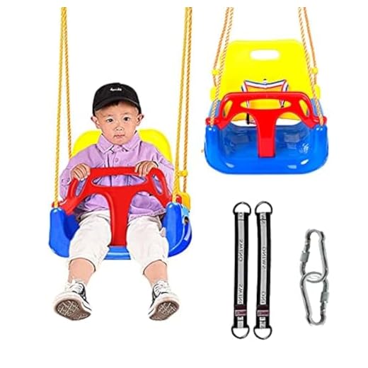 onegoodcar 3 in 1 Kids Swing Seat, Toddler Infants to Teens High Back Full Bucket Swing Seat Detachable Safety Hanging Basket Swing Seat for Playground Indoor Outdoor
