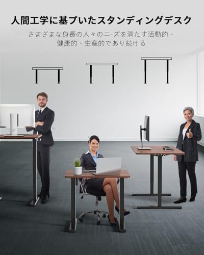 Zontera 電動 昇降デスク 高さ調整72-118cm 上下昇降デスク（幅80cm x 奥行き60cm）は 二つのパターンメモリー機能を備えています 静音設計 収納フック付き テーブル 耐荷重80kg（ウォールナット色） [4]