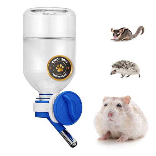 Choco Nose No-Drip Water Bottle Feeder for Hamsters, Hedgehogs, Gliders, Mice, Gerbils, & Small Pets, 10.2 fl.oz, 300ml - Easy to Install in Cages/Crates, US Patented Leakproof Nozzle 10mm, Blue(C125)