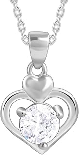 GIVA 925 Silver Zircon Dual Heart Pendant with Link Chain| Necklace to Gift Women & Girls | With Certificate of Authentici... Price In India