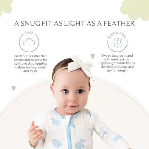 Image of Bamboo Little Soft Baby Footie Pajamas, Baby Clothes, Newborn Sleepers, 95% Viscose and 5% Spandex, 0-24 Months