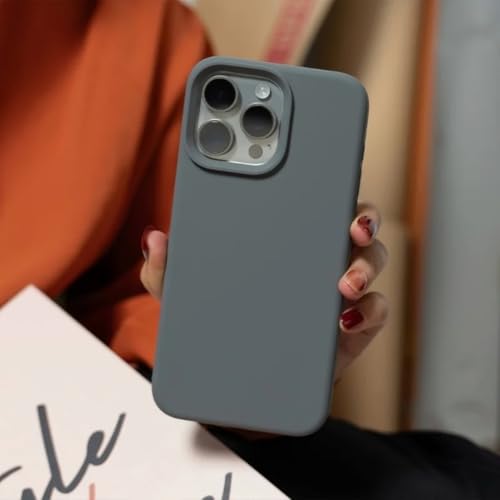 Coque iPhone 15 Pro gris carbone en silicone liquide intégral