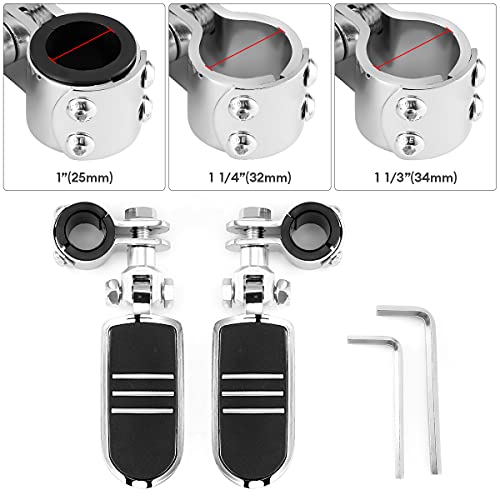 Motorcycle Highway Foot Pegs Motorcycle Highway Pegs Foot Rest Compatible With Harley Road King Street Glide Honda Suzuki Yamaha With 1"(25Mm), 1 1/4" (32Mm), 1 1/3" (34Mm) Engine Guard #TOP5