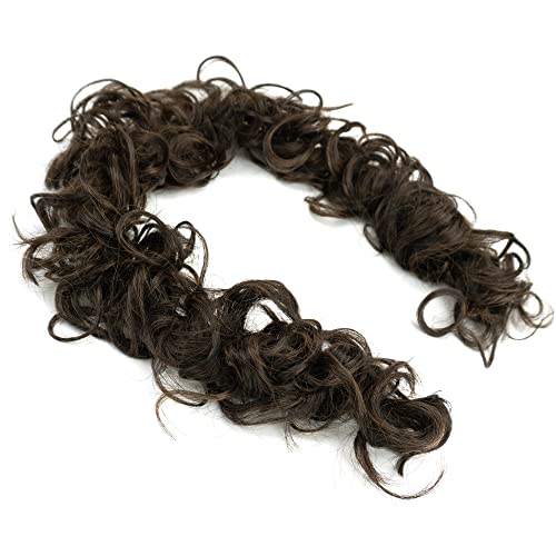 IMISSU Large Size Hairpiece Curly Messy Hair Bun Wrap Scrunchies Elastic Hair Band Donut Updo Chignon Hair Extension Piece for Women (Light Brown) - Image 2