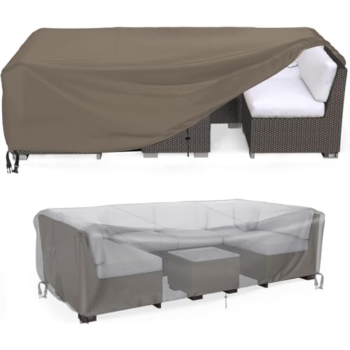 ARCHAEOPTERYX Waterproof Outdoor Furniture Cover Premium Quality Patio Furniture Covers Dust Proof Anti-UV Heavy Duty Durable Sofa Sectional Table & Chair Cover Large-Brown (BROWN 250*200*80cm)