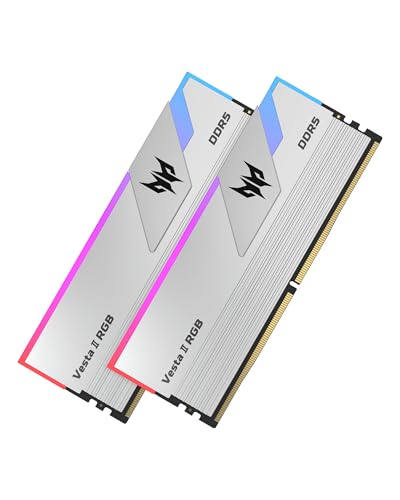 Acer Predator Vesta II DDR5 Up to 6000MHz 32GB (16GBx2) RGB RAM CL36 Intel XMP 3.0 AMD EXPO Compatible Computer Memory PC5-48000 Silver - BL.9BWWR.653
