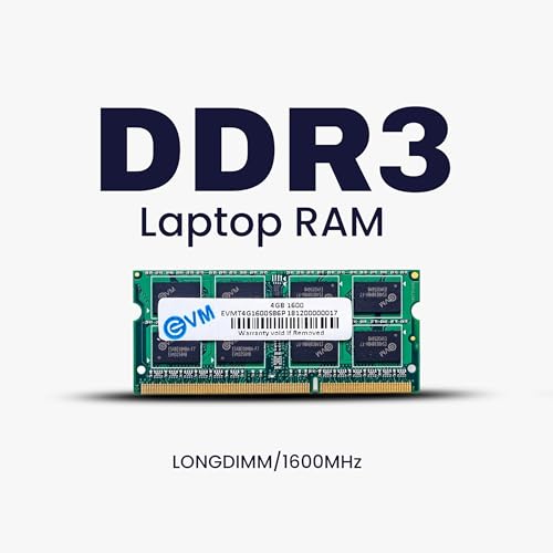 Image of EVM 4GB DDR3 Laptop RAM 1600MHz So-DIMM Memory - High-Speed Performance, Low Voltage Requirement - 10 Year Warranty (EVMT4G1600S86P)