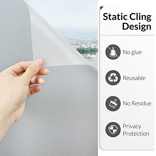Haton Privacy Window Film, Static Cling Frosted Glass Window Film, Bathroom Opaque Window Clings, Removable Sun Blocking Vinyl Window Stickers For Door Home Office, Non Adhesive, 23.6 X 78.7 Inches #TOP4