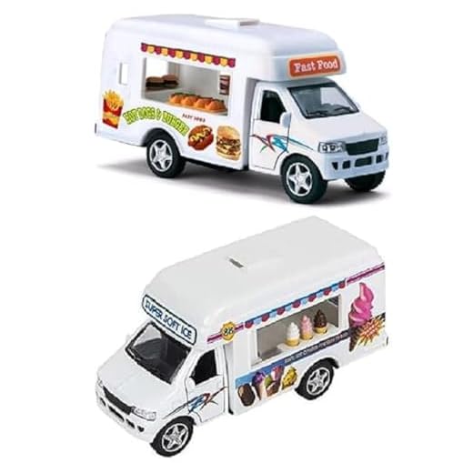 Set of 3 Food Truck Ice Cream Fast Food Tacos Pull Back Action