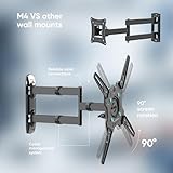 ONKRON Full Motion TV Wall Mount for 32-65 Inch Screen, Universal TV Wall Bracket up to 41 kg - Rotating TV Bracket for Wall VESA 100x100 - VESA 400x400/Tilt and Swivel TV Wall Bracket M4R-B Black - Image 6