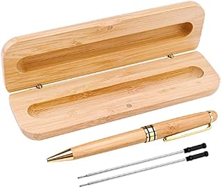 Wooden Ballpoint Pen Set, Classic Ballpoint Writing Set with Wooden Case,2 Replacement Refills Handmade Business Signature Pen Natural Wooden Craft Gift for Graduation, Wedding, Christmas