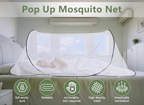Image of 78 * 32 * 22 Inch Large Up Tent, Portable Foldable Tent, Camping Net with Net Bottom, for Bed Camping Travel Patio (Black)