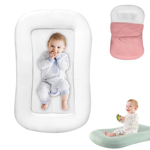 Image of Saanerueen Baby Lounger, Baby Lounger for Newborn, Infant Lounger for Home and Trave, Baby Essentials for Boys & Girls 0-12 Months (Pink)