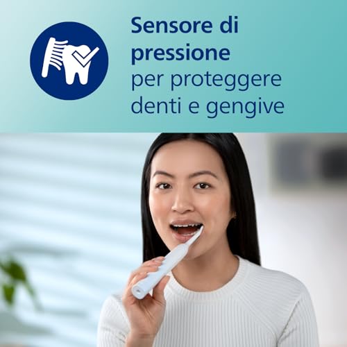 Philips Sonicare 3100 spazzolino elettrico sonico, sensore di pressione e timer, colore bianco, confezione doppia, modello HX3675/13, Sonicare 3100, Bianco/Bianco - Immagine 2