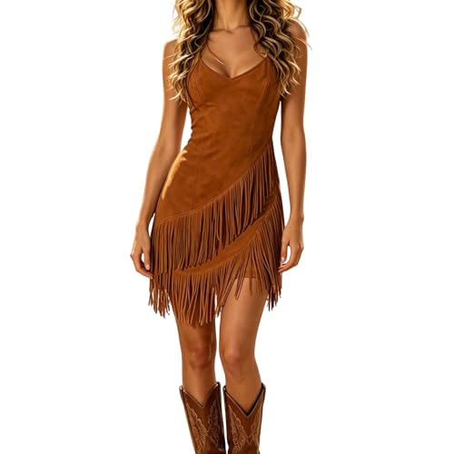 Robe moulante à fausses franges et col montant pour look de fête
