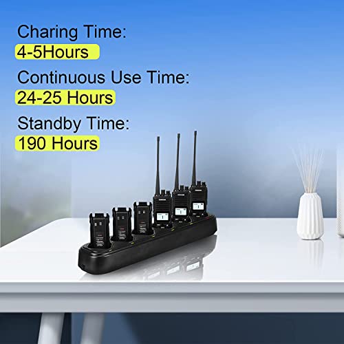 Image of SAMCOM FPCN10A Radio Walkie Talkie Adult with Six Way Multi Charger Station | 2 Way Radios with Earpiece Long Range Heavy Duty Rugged UHF Group Call Dual PTT 3000mAh Battery for Security School Jobsite