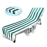 Rutschfestes Design : Dieser Strandstuhldeckel kann auf den Rücken sicher gleiten. Die elastischen Bänder an 4 Ecken verbinden Stühle, ohne zu rutschen, Der weiche und super saugfähige Bezug kann für lange Liegestühle oder Terrassenstühle verwendet werden,massageliege bezug, wodurch Sie sicher sind, die Sonne auf dem Liegen zu genießen.
