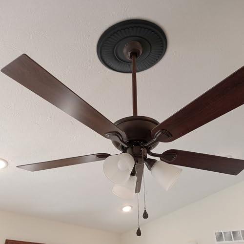 Hedume Black Ceiling Medallion, 13 1/5\" OD x 3 2/5\" ID PU Decorative Home Lighting Ceiling Cover Plate for Light Fixtures and Ceilings Fans