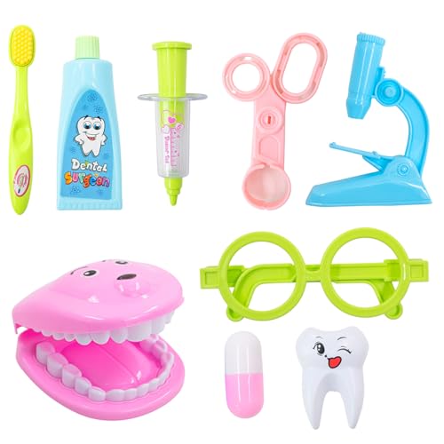 Kit Dentista Mini Doutor Médico - Brinquedo Infantil Educativo com 11 Peças para Aprender e Brincar
