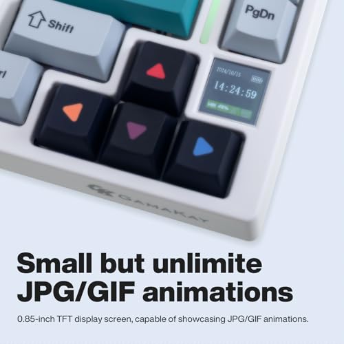 Image of GK GAMAKAY TK75 V2 75% Silent Mechanical Keyboard with TFT Screen, Hot Swap RGB Bluetooth 5.0 /2.4GHz Wireless /USB-C Wired PBT Cherry Profile Keycaps Gaming Keyboard (GamaKay Pegasus Switch)