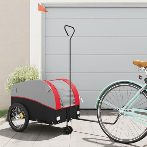 Gecheer Bike Trailer Black and Red 99.2 lb Iron SJ70286A