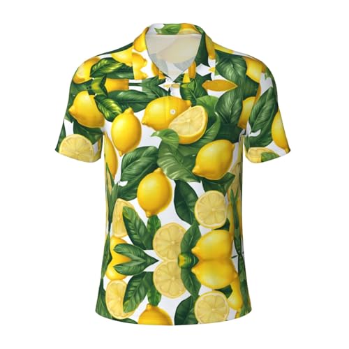 Polo manches courtes motif citrons, le haut respirant pour le travail et le sport