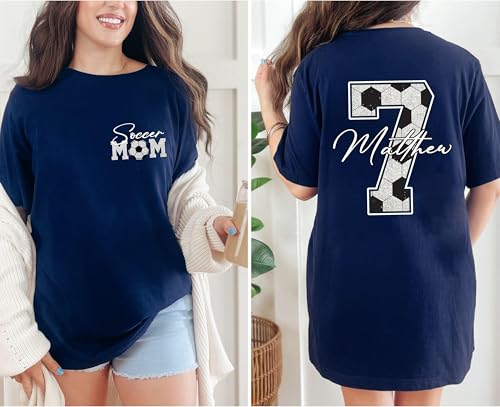 Personalize Soccer Mom Shirt with Kids Name & Jersey Number, Women Soccer Fan Shirts, Custom Football Shirts4