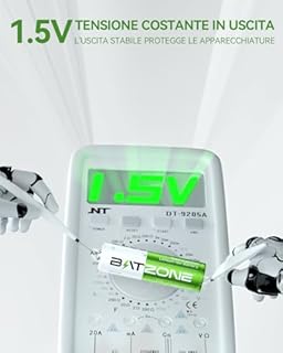 BATZONE 4PCS 1,5V 2500mWh AA Lithium Batterie Ricaricabili con Caricabatterie 4 Slot (Nessun Cavo di Ricarica)