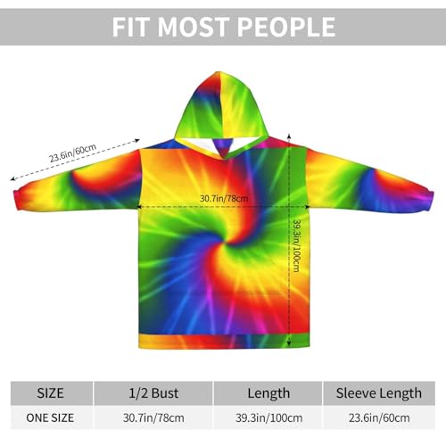 Sweat à capuche couverture tie-dye arc-en-ciel : restez au chaud les mains libres