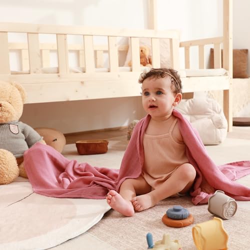 Image of Muslin Swaddle Blankets, Large Receiving Blankets for Boys and Girls, 4-Pack Soft and Breathable Swaddle Wrap for Newborn, 47 x 47 inches (Blue Purple Series)
