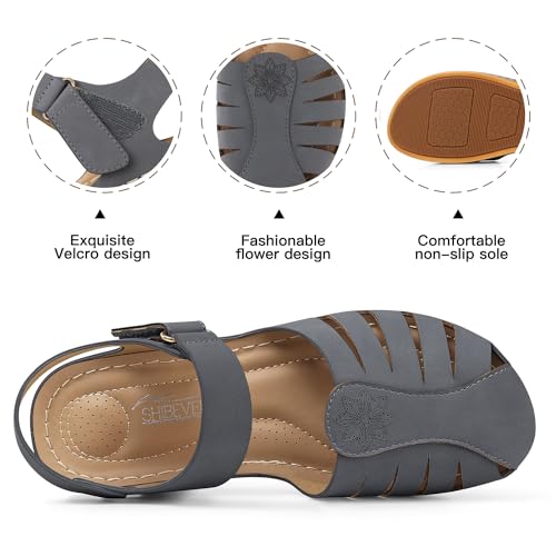 Image of SHIBEVER Women Comfortable Flat Sandals: Closed Toe Dressy Summer Sandal | Fisherman Comfortable for 8+ Hours Walking - No Ankle Rubs for All-day Commutes Lightweight Casual Outdoor Shoes