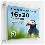 Frameless Floating Acrylic Frame 16'x20' - Clear Picture Frame for Diploma, Wall Art, Photo, & Paintings, Heavy Duty Acrylic Floating Frames, Wall-Mounted Picture Frames, Rectangular Photo Holder