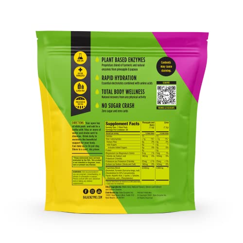 Bala Hydration Turmeric Drink Mix Packet|Sugar Free Electrolyte Powder, Muscle Recovery, Immune Support, Joint Relief|Zero Sugar, Plant-Based Enzymes, Bromelain, Papain, Curcumin(Variety 30 Pack) #TOP3