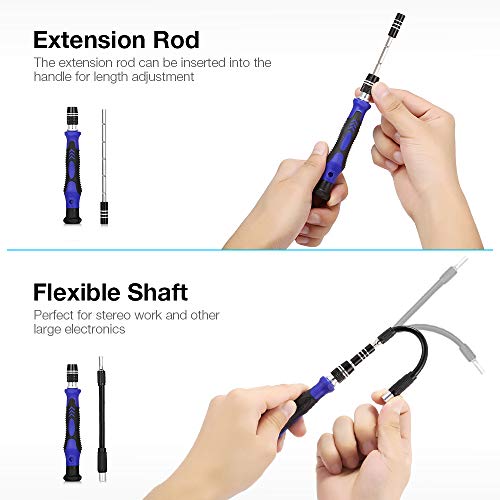 81 in 1 Professional Electronics Magnetic Driver Kit with Portable Bag for Laptop, iPhone, iPad, Cellphone, PC, Computer,iPod,Repair Tools Kit, Precision Screwdriver Set with Flexible Shaft - Thumbnail 6