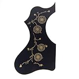 (220J05) Left-Handed Cutaway Style Self-adhesive Acoustic Guitar Pickguard, Black