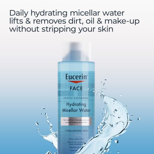 Eucerin Face Gentle Cleansing Hydrating Micellar Water, 13.5 FL OZ | Skin Cleansing Micellar Water with Hyaluronic Acid, Face Cleanser, Makeup Remover, All Skin Types, Fragrance Free, Non-Drying - image 4