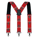 MELOTOUGH Christmas Suspenders 2 Inch Wide Y Back Adjustable Elastic Big and Tall Suspenders with Hooks for Jeans (Christmas Tree)