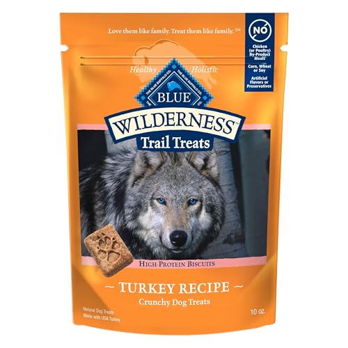 Blue Buffalo Wilderness Trail Treats High Protein Grain Free Dog Biscuits Crunchy Dog Treats, Turkey Recipe, 10-oz Bag