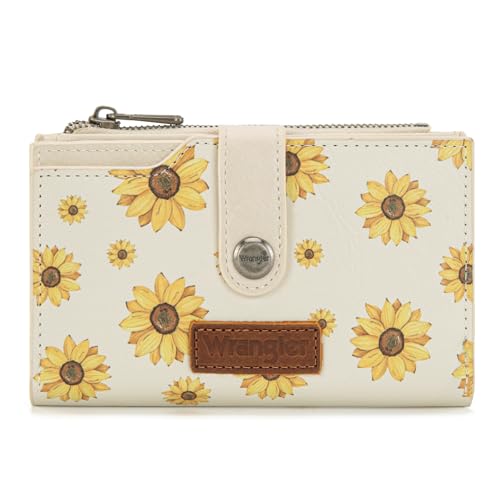 Wrangler Wallet for Women Bifold Card Holder with Zipper Pocket Ladies Clutch Purse with ID Window WG204-W0021BG
